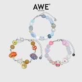 AWE猫咪小鱼爱心串珠手链李昊周深同款 夏日多巴胺穿搭幸运手串女