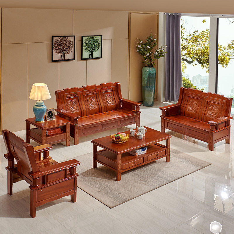 红椿木中式实木沙发农村经济型客厅唐朝四季仿古家具组合小户型