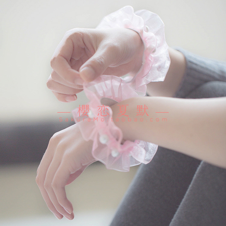 樱默*日系 (一对) 洛丽塔 lolita 手环 蕾丝花边 手脚 袜套 脚环