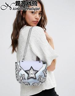 【现货正品/Skinnydip英国】蓝紫色蛇纹镭射星星金属扣单肩斜挎包