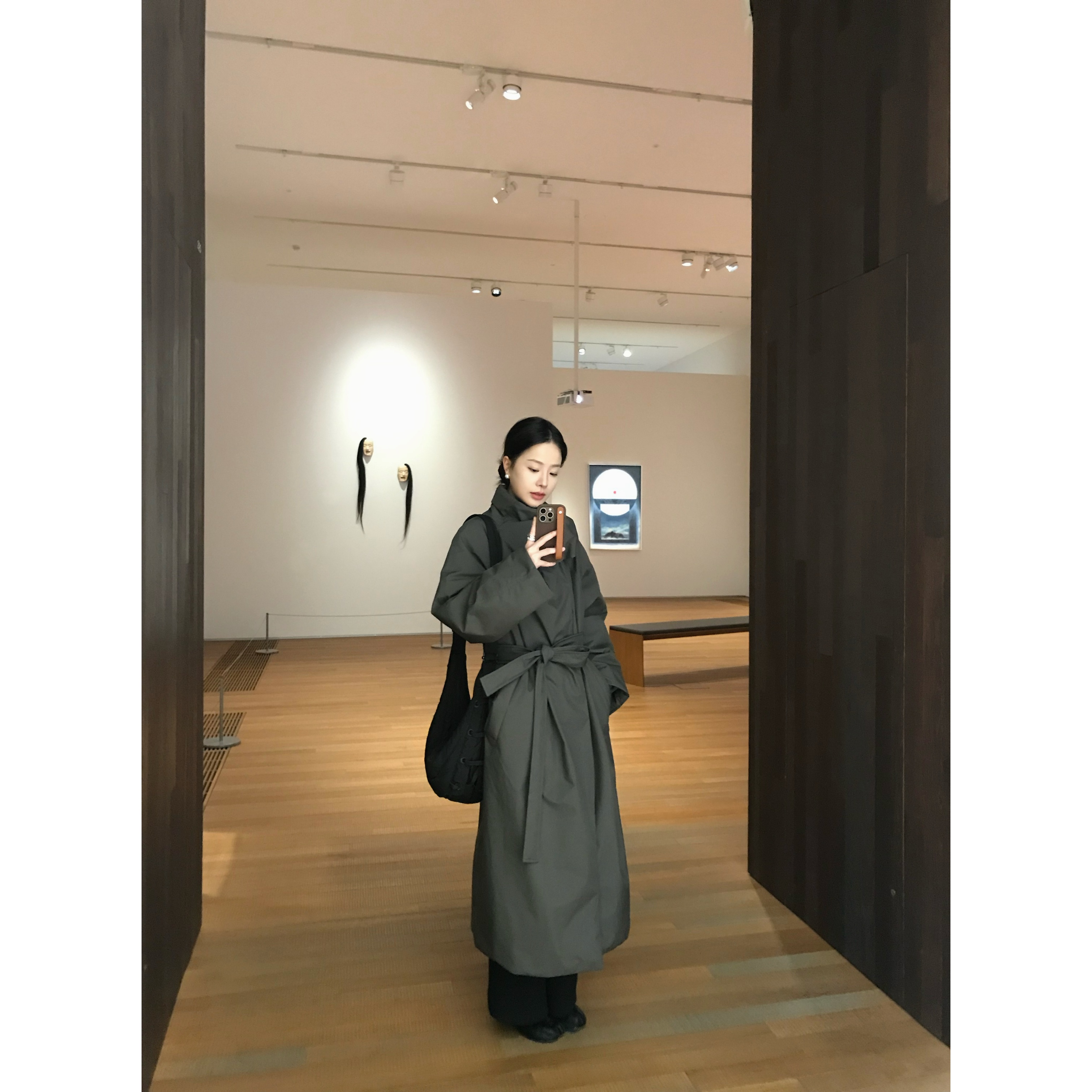 90白鸭绒极简长款风衣羽绒服外套