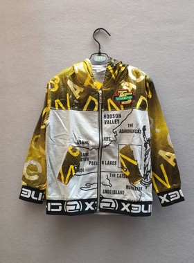 黄色地图时尚潮童中大童童装全棉薄款拉链开衫卫衣绒衫特价包邮