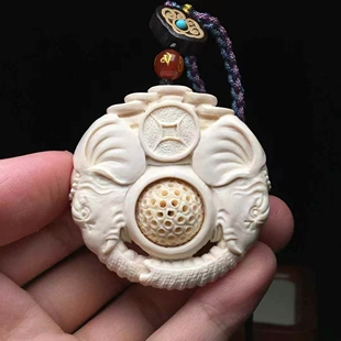 猛犸天然猛犸象牙手工牙雕吉象吊坠挂件2025年新品挂件送礼收藏