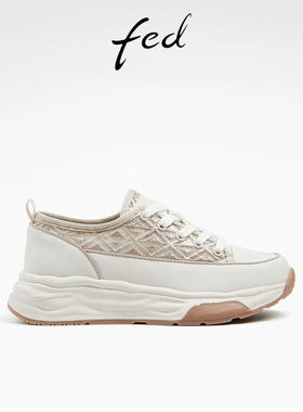 FED增高透气休闲鞋夏季新款女鞋松糕底板鞋帆布鞋女D0503-ZCA563