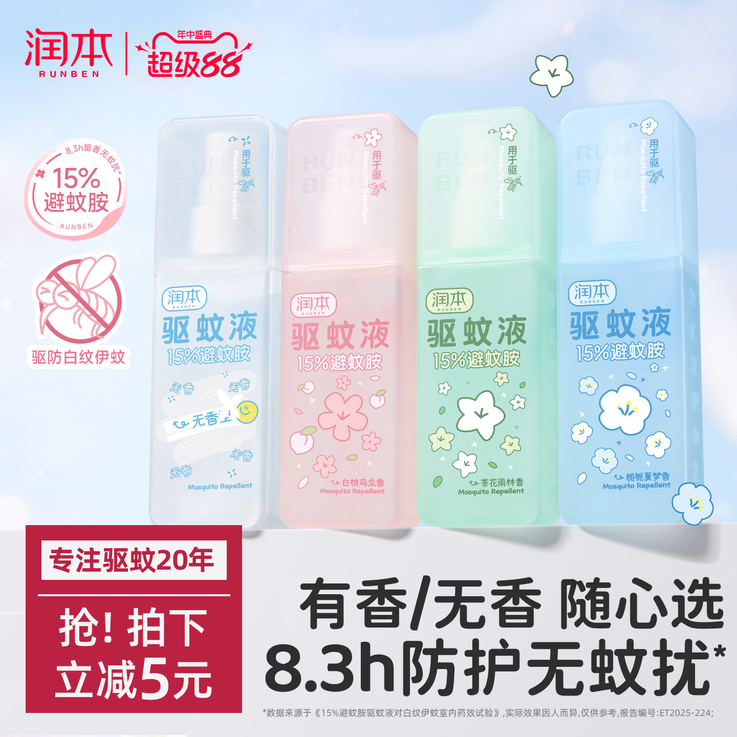 润本避蚊胺驱蚊喷雾香氛驱蚊液防蚊虫防蚊喷雾蚊怕水户外专用便携 - 实物图