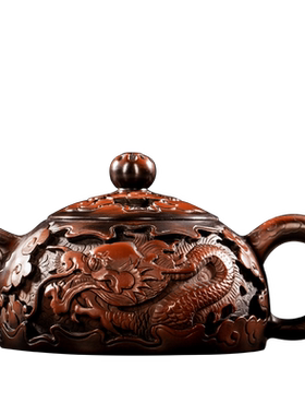 云南建水紫陶茶壶纯手工堆雕手作