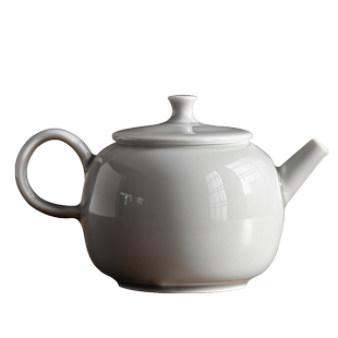 冰灰釉陶瓷工夫茶具灰色百搭日式茶壶半手工泡茶器水平壶手执单壶