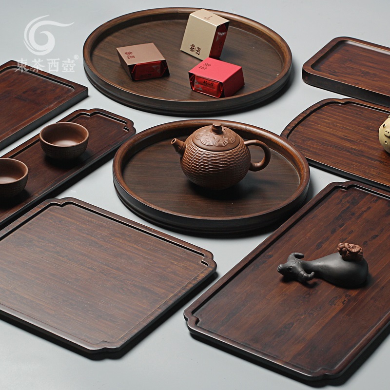 竹制茶奉茶点盘果盘胡桃色干泡盘