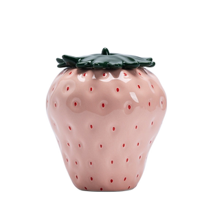 草莓茶叶罐陶瓷密封罐中式仿生储存茶叶包装礼品防潮茶罐迷你茶仓