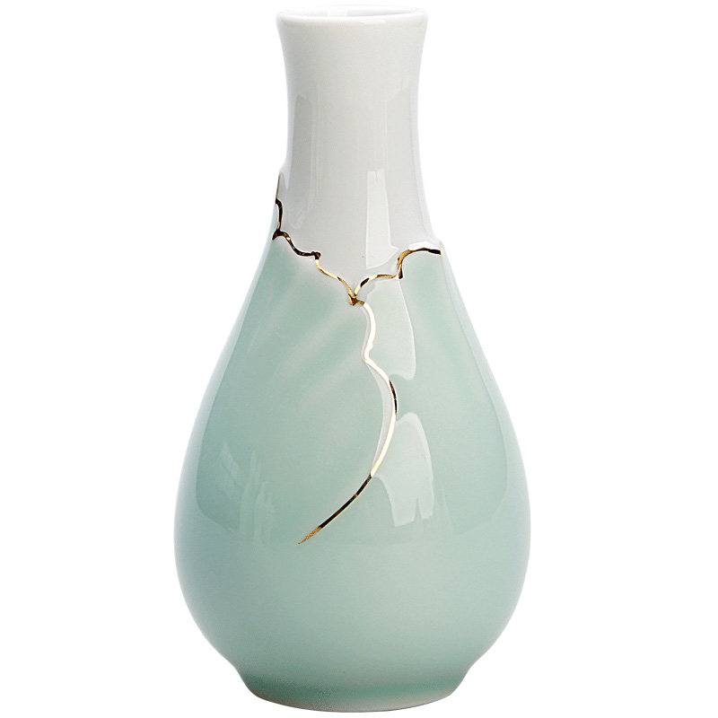 东茶西壶创意青瓷插花小花瓶水养迷你客厅桌面干花水培插花器陶瓷