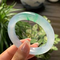 天然A貨翡翠手鐲冰飄綠花正圈手鐲