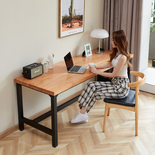 简约现代家用书桌卧室学习桌办公桌工作台 H型设计实木电脑桌台式