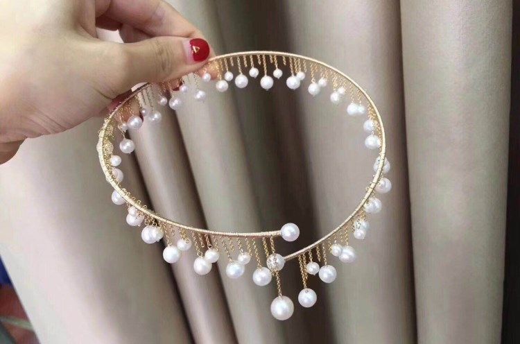 原创人气淡水项链珍珠套装不褪色精致简约锁骨金项链14K金项圈女