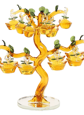 轻奢水晶发财树客厅电视酒柜装饰品摆件摇钱树办公室乔迁开业礼物