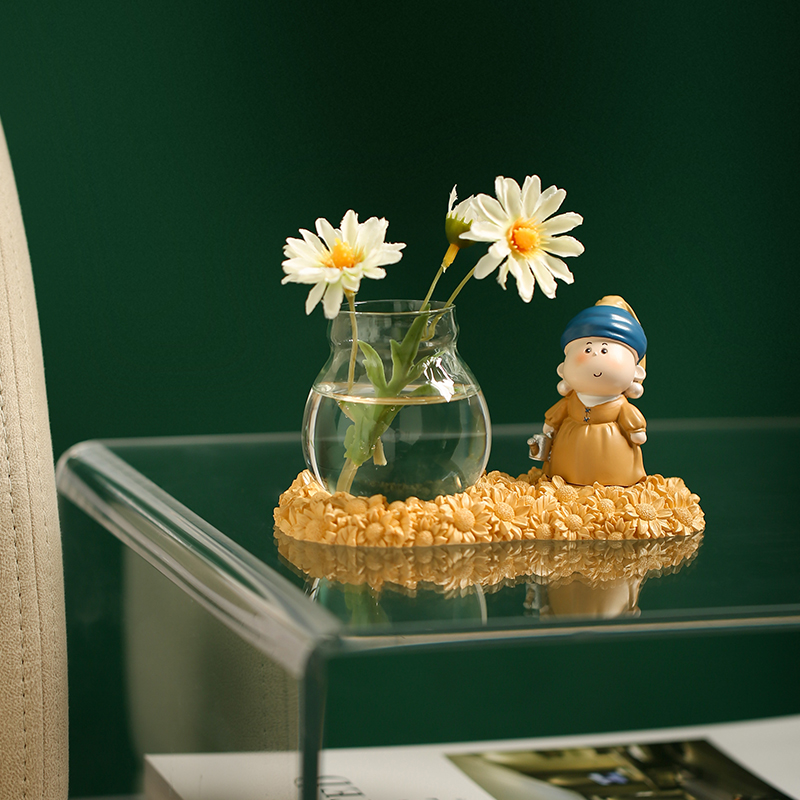 速发月半花术家可爱水培花瓶桌面摆件客厅艺插水养植物办公室装饰