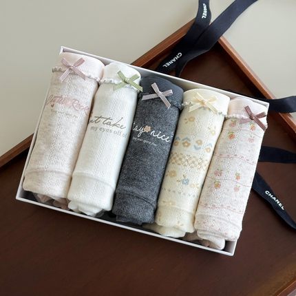 俏皮木耳边随心配 韩系少女碎花内裤A类婴儿棉加长底裆7A少女内裤