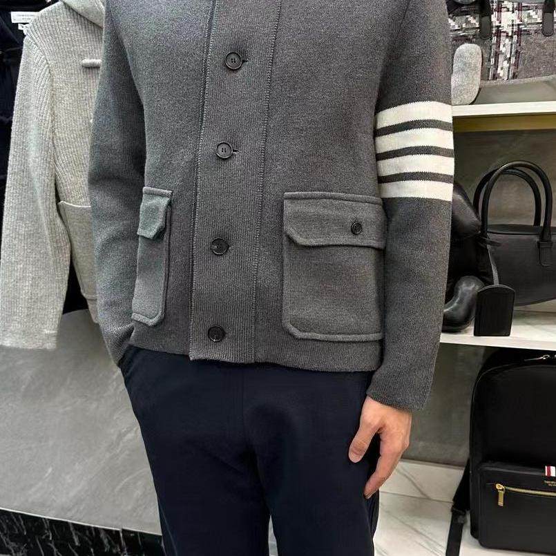 潮牌TB新品四杠短款羊毛翻领开衫外套男女款时尚青春潮流