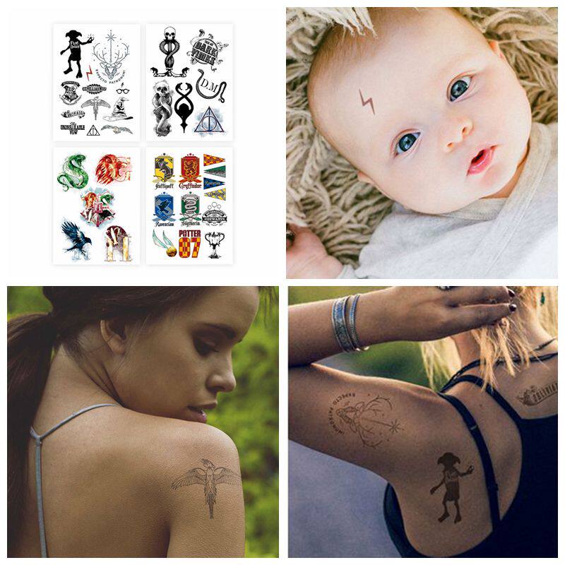 正版哈利波特周边纹身贴纸斯莱特林学院徽章食死徒魁地奇闪电套装