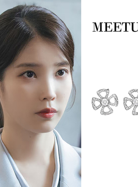首发！21世纪大君夫人IU李知恩成熙周同款四叶花耳环高级感耳钉