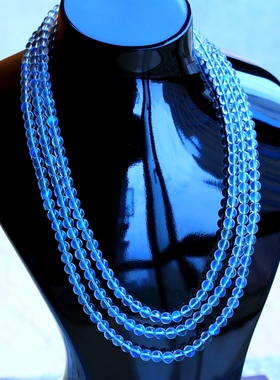 ◆冰透无垠◆店主自戴！高品玻璃体蓝月光石三排项链