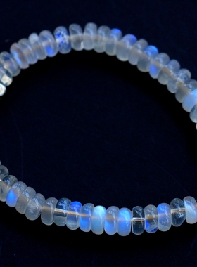 玻璃体算盘珠蓝色月光石手链1