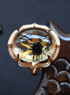 ◆金花◆晶体澄澈版钛晶花精镶戒指（男女都可佩戴）