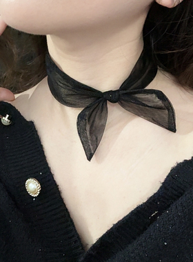 原创设计黑色网纱夏天手工饰品项链锁骨链