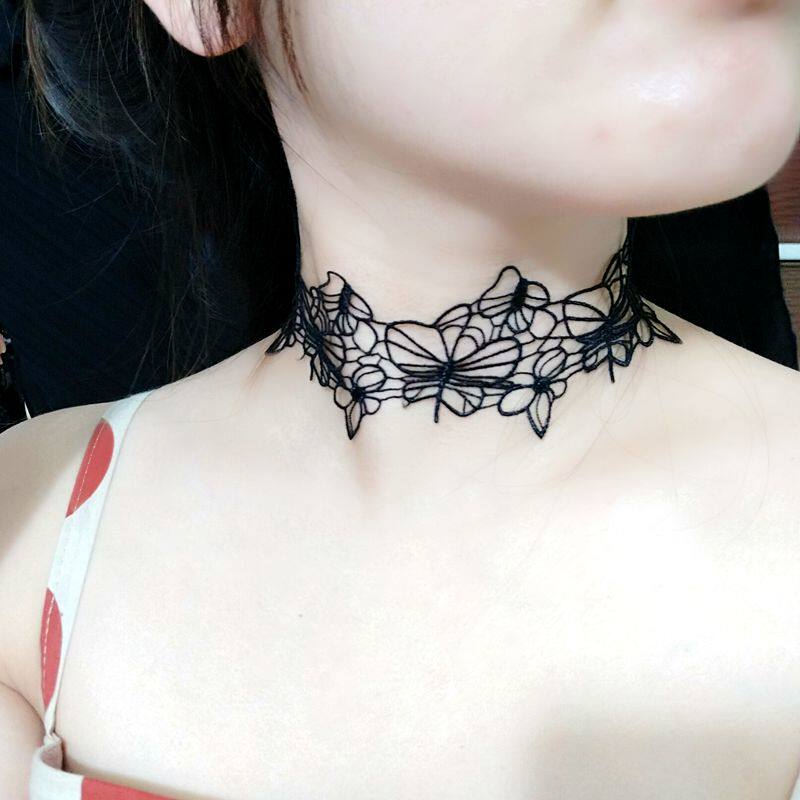 2018新品定制新品项链 性感黑色蝴蝶镂空项链颈饰锁骨链 女