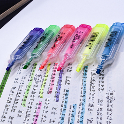 创意文具彩色香味糖果色阅读重点标记笔炫彩荧光笔商务办公彩笔
