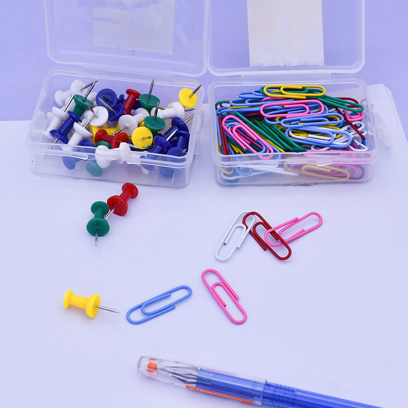 得力彩色金属盒装回形针办公文具文件整理收纳别针文具装订