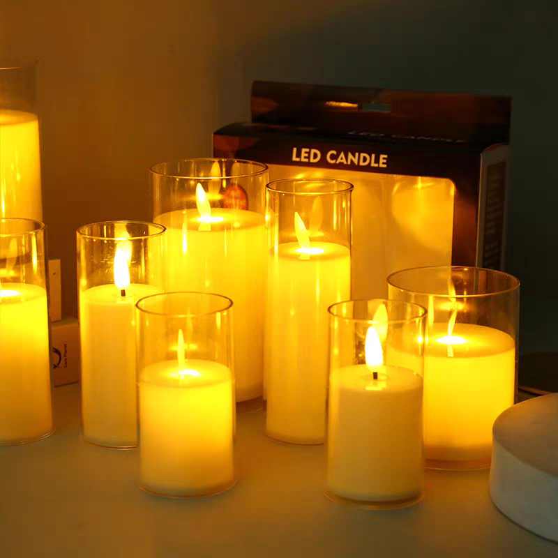 7.5cm亚克力充电遥控摇摆灯芯无烟电子蜡烛仿真求婚表白家装布置