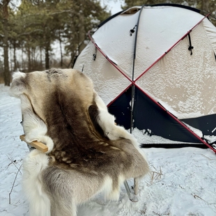 户外驯鹿皮芬兰进口BC露营毯子床垫椅垫装饰帐篷保暖睡垫冰钓坐垫