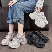 高跟学生鞋 鞋 美式 潮牌女士运动休闲鞋 子ⅰns潮百搭小众老爹鞋 新款