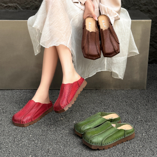复古潮牌罗马鞋 平底包头女士拖鞋 美式 夏季 真皮一字拖外穿 2026新款