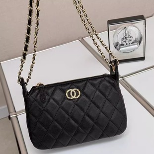 高级感鱼子酱双链条麻将包女2026早春新款潮小香风菱格单肩斜挎包