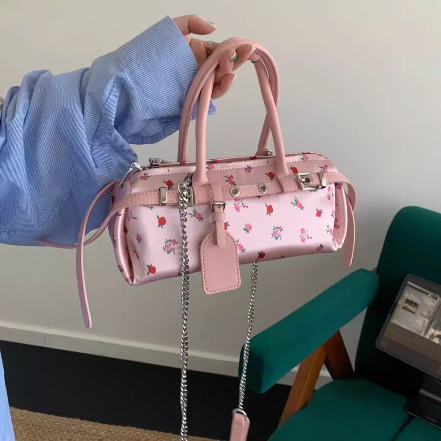 2026早春新款明星露思同款幸运果印花腊肠包女手提链条单肩斜挎包,箱包皮具/热销女包/男包,腋下包,淘宝优惠券,粉丝福利购,淘宝优惠卷