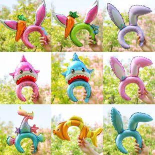 运动会兔耳朵卡通发箍气球头饰装饰学校幼儿园氛围活动布置品道具