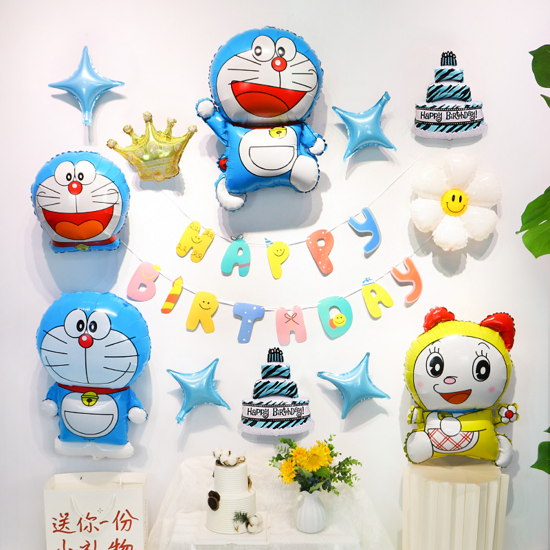 叮当猫主题儿童生日装饰场景布置