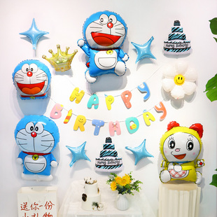 叮當(dāng)貓主題兒童生日裝 飾氣球男孩女孩寶寶1周歲哆啦A夢(mèng)場景布置品