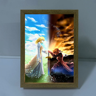 fate灯光画阿尔托莉雅FGO周边发光装饰画动漫相框小夜灯生日礼物