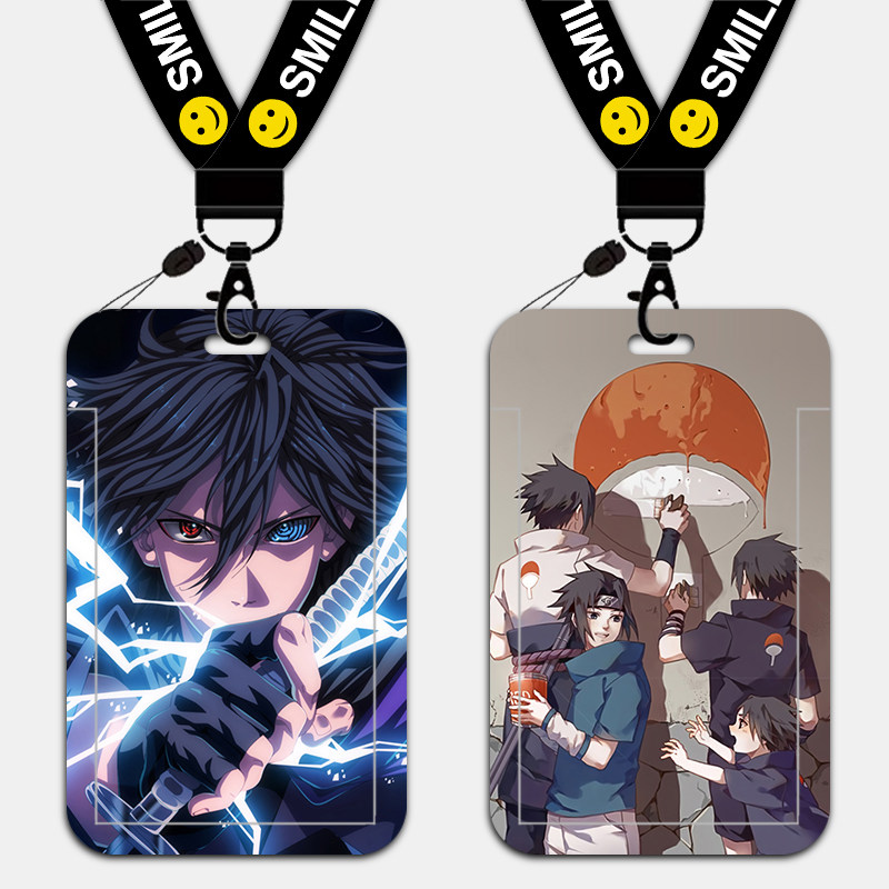 校牌卡套学生卡带挂绳挂脖滑盖式塑料硬壳胸牌火影忍者宇智波佐助