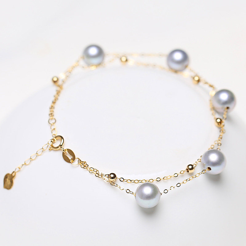 Japan AKOYA Seawater Pearl 18K Gypsophila adjust Bracelet Hand string Circle Delicatein the Jewelry/Diamond/Jade/Gold , Natural pearls (New) , Bracelets  category - from Buy2taobao.com to provide professional Taobao agent buy service