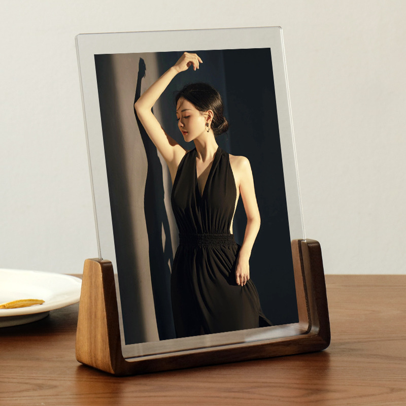 高级感实木相框摆台定制洗照片打印加做成相册透明框架78寸亚克力