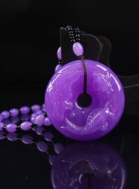 紫罗兰葫芦吊坠仿蜜蜡紫色佛牌项链男女民族风时尚礼品毛衣链