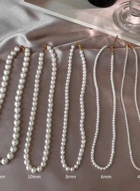 复古法式珍珠项链女百搭小众气质串珠锁骨链新款潮流个性配饰