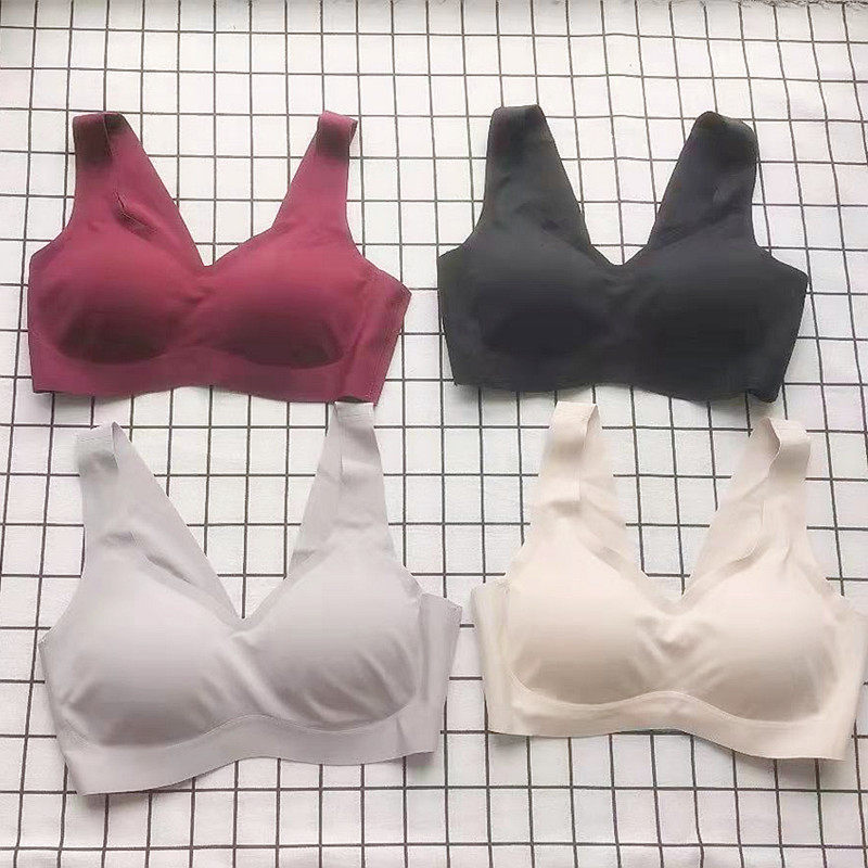 裸感好穿双胸垫胸罩女士无钢圈聚拢内衣 零束缚纯色文胸加宽排扣
