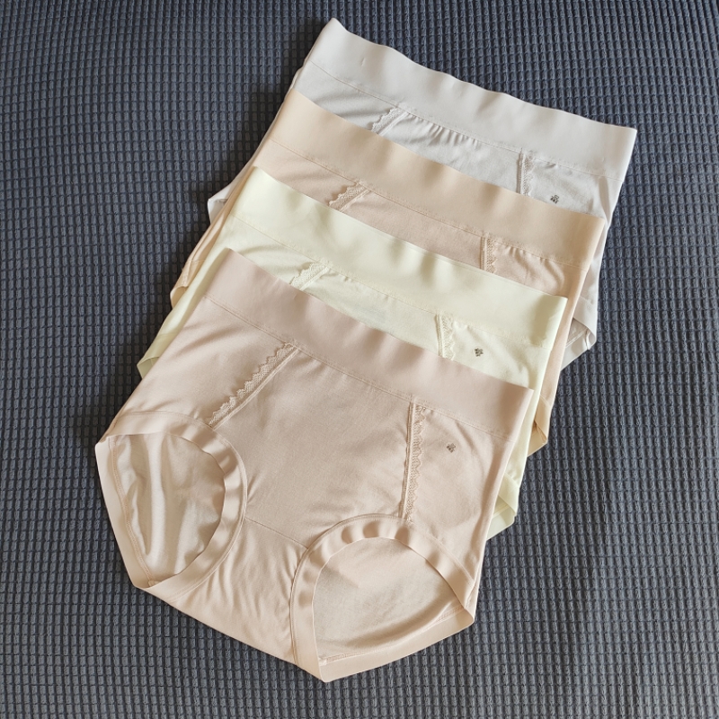 【微软糯的触感】四条装 莫代尔棉中高腰包臀女内裤蚕丝裆三角裤