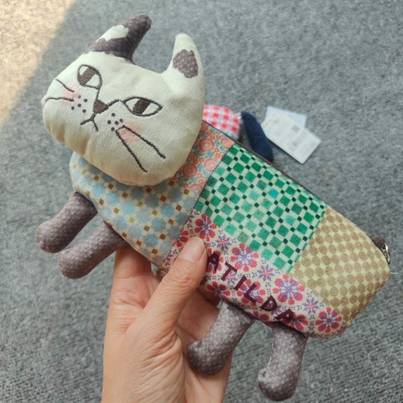 认准正品 日单猫咪刺绣笔袋可爱个性迷你手拿包化妆包多用途收纳
