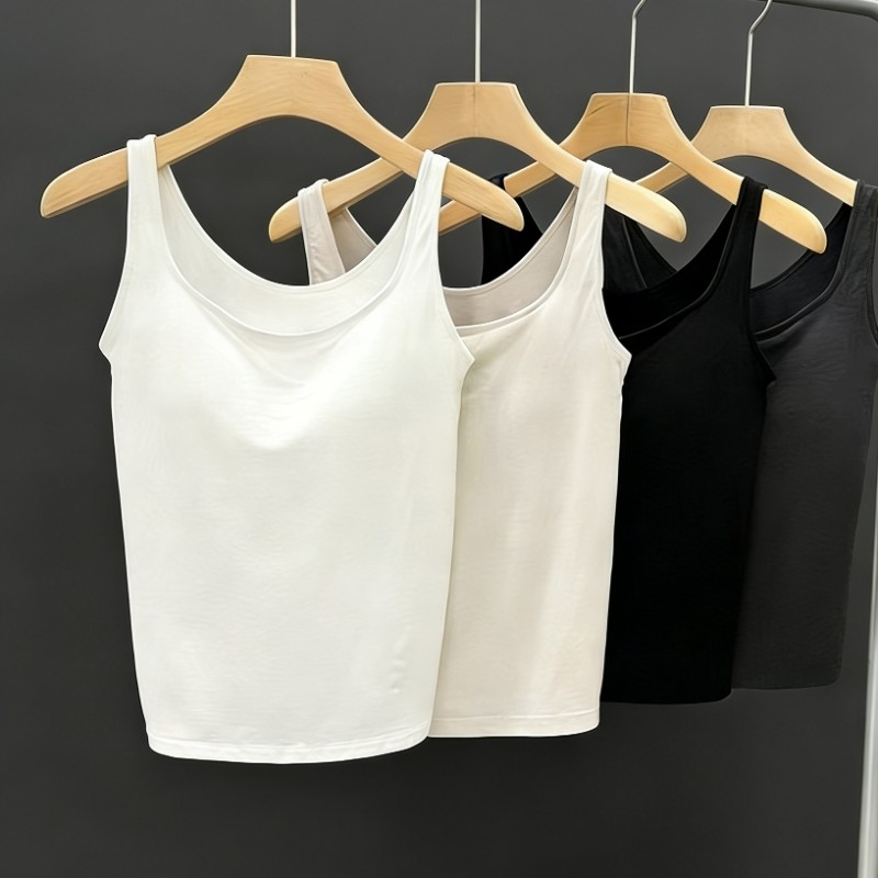 【莫代尔奶皮衣】超舒服带bra一体杯女士背心内搭打底纯色吊带衫
