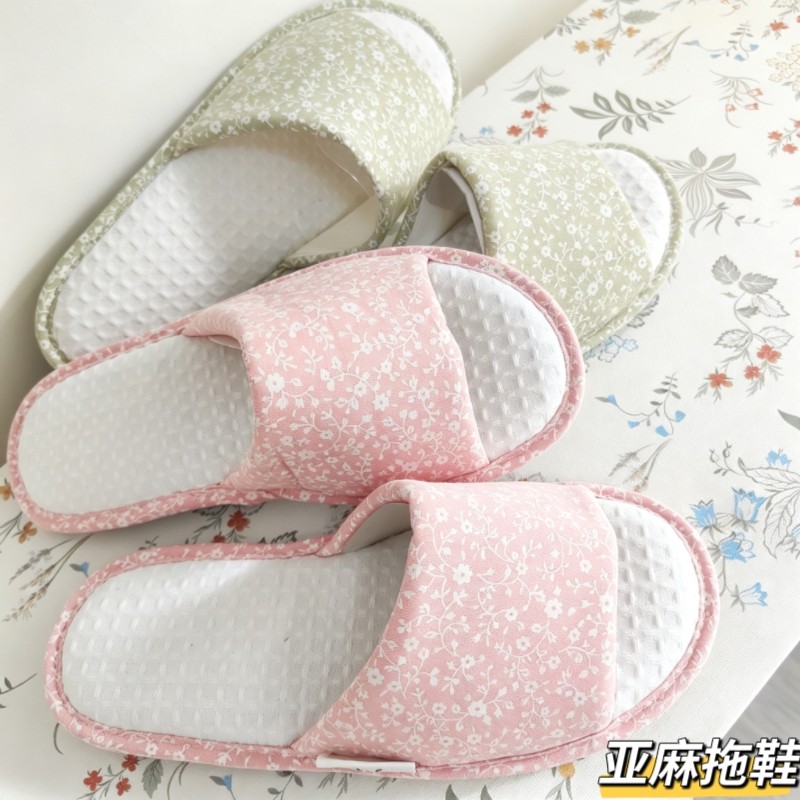 防滑透气棉麻女士拖鞋四季款